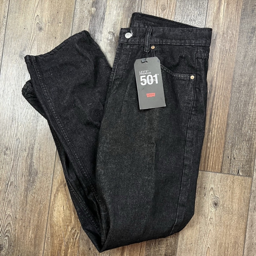 Levis 501 Denim Jeans Size 36x32 Black Button Fly Straight Leg NWT